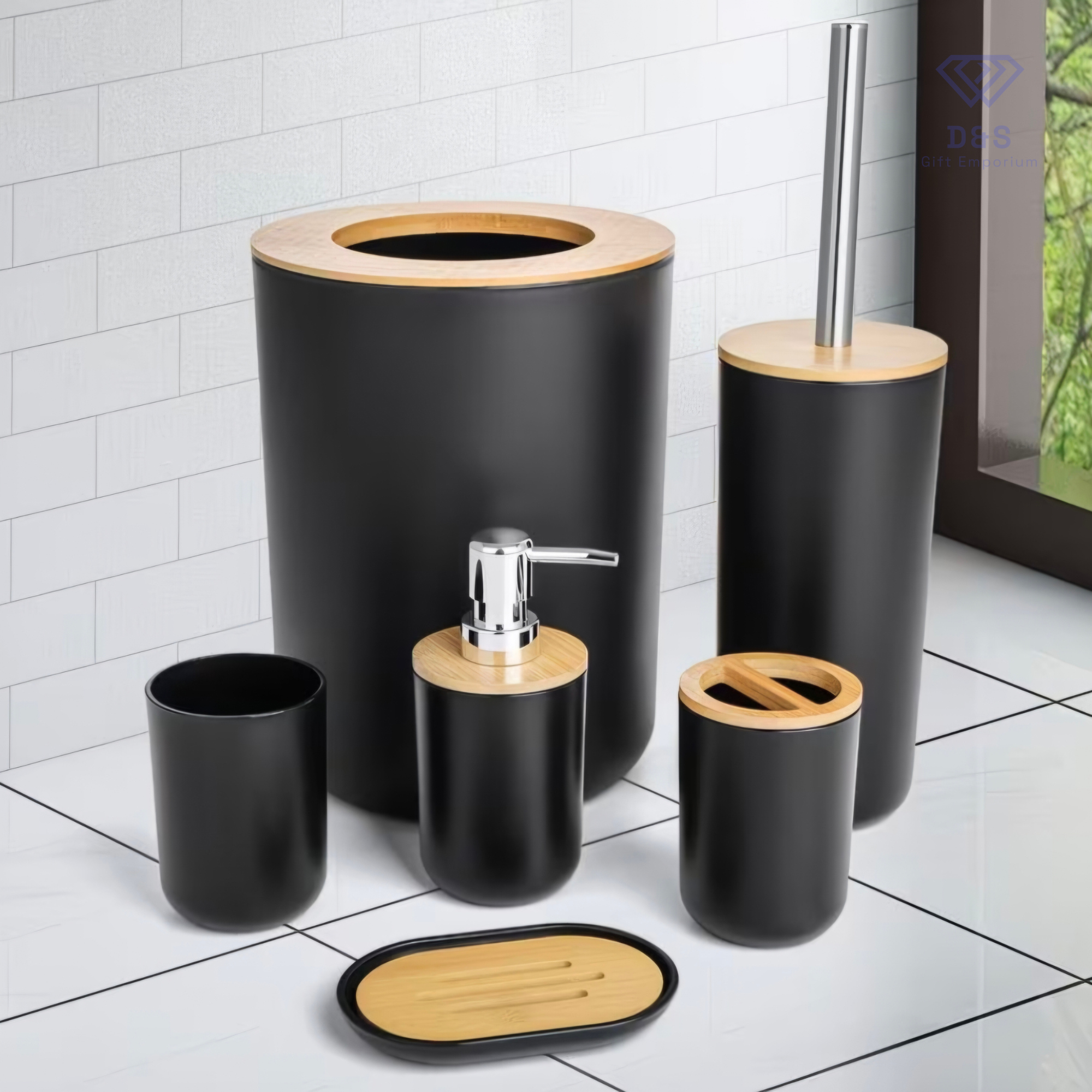 6pcs Bamboo Bathroom Set