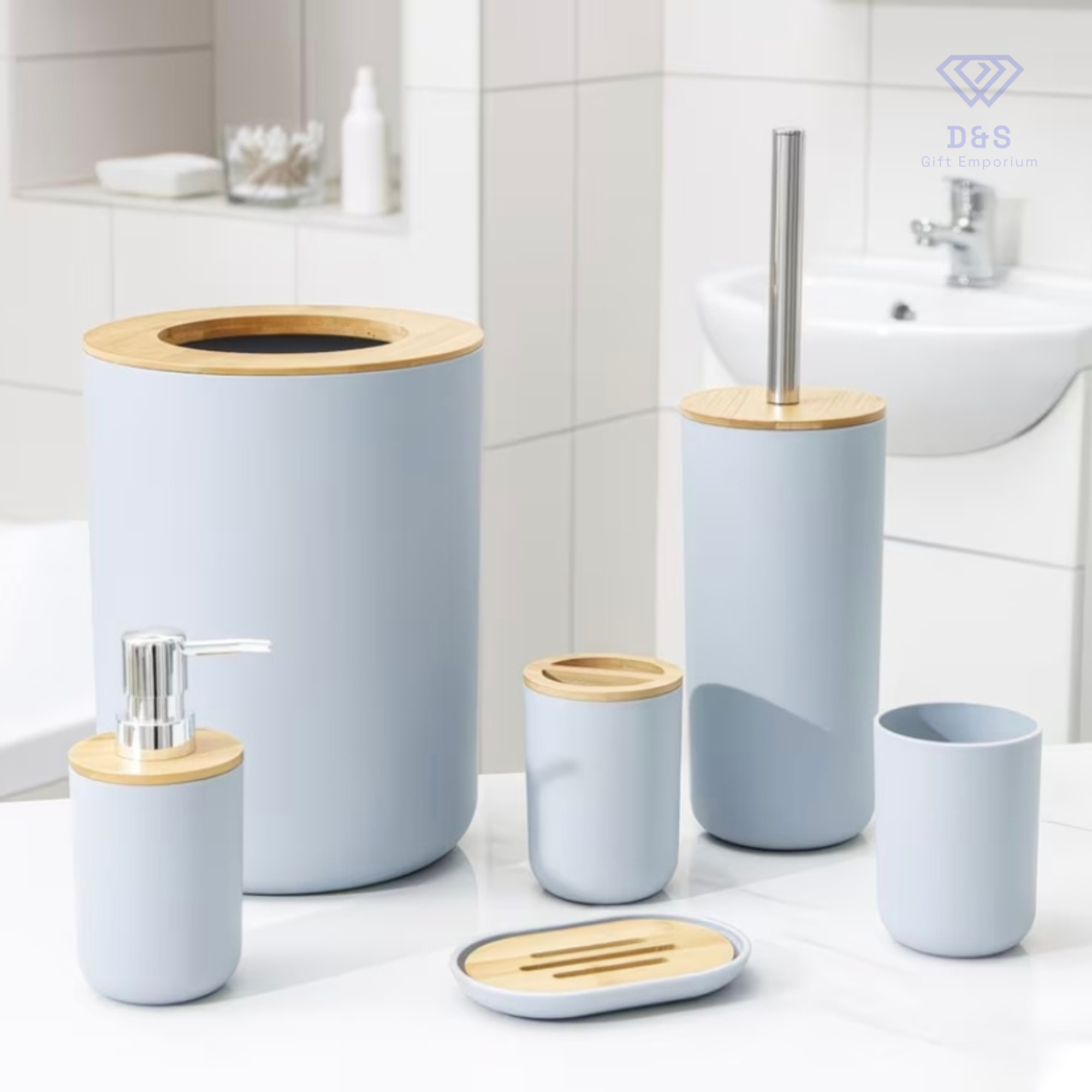 6pcs Bamboo Bathroom Set