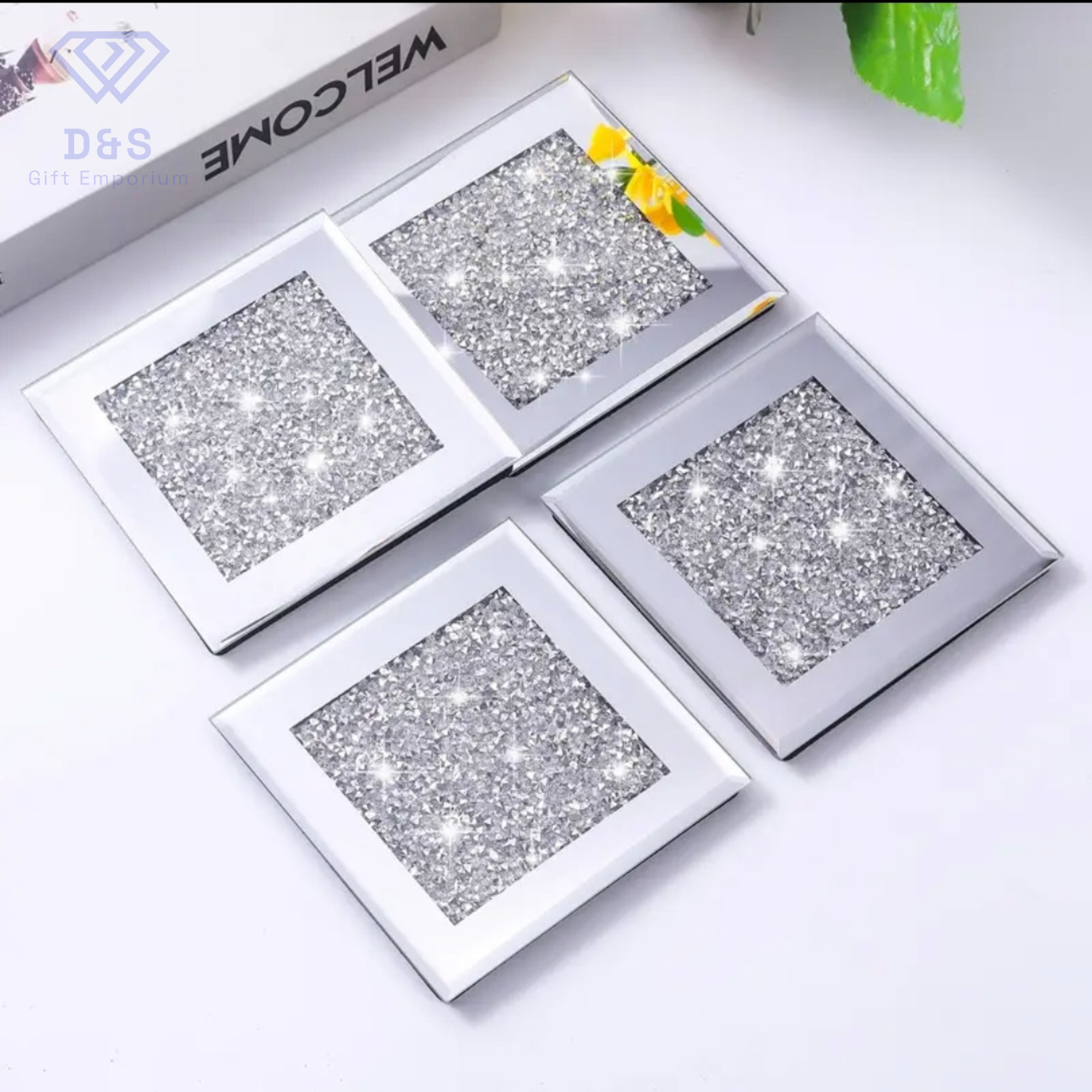 4pcs Crushed Diamond Coasters