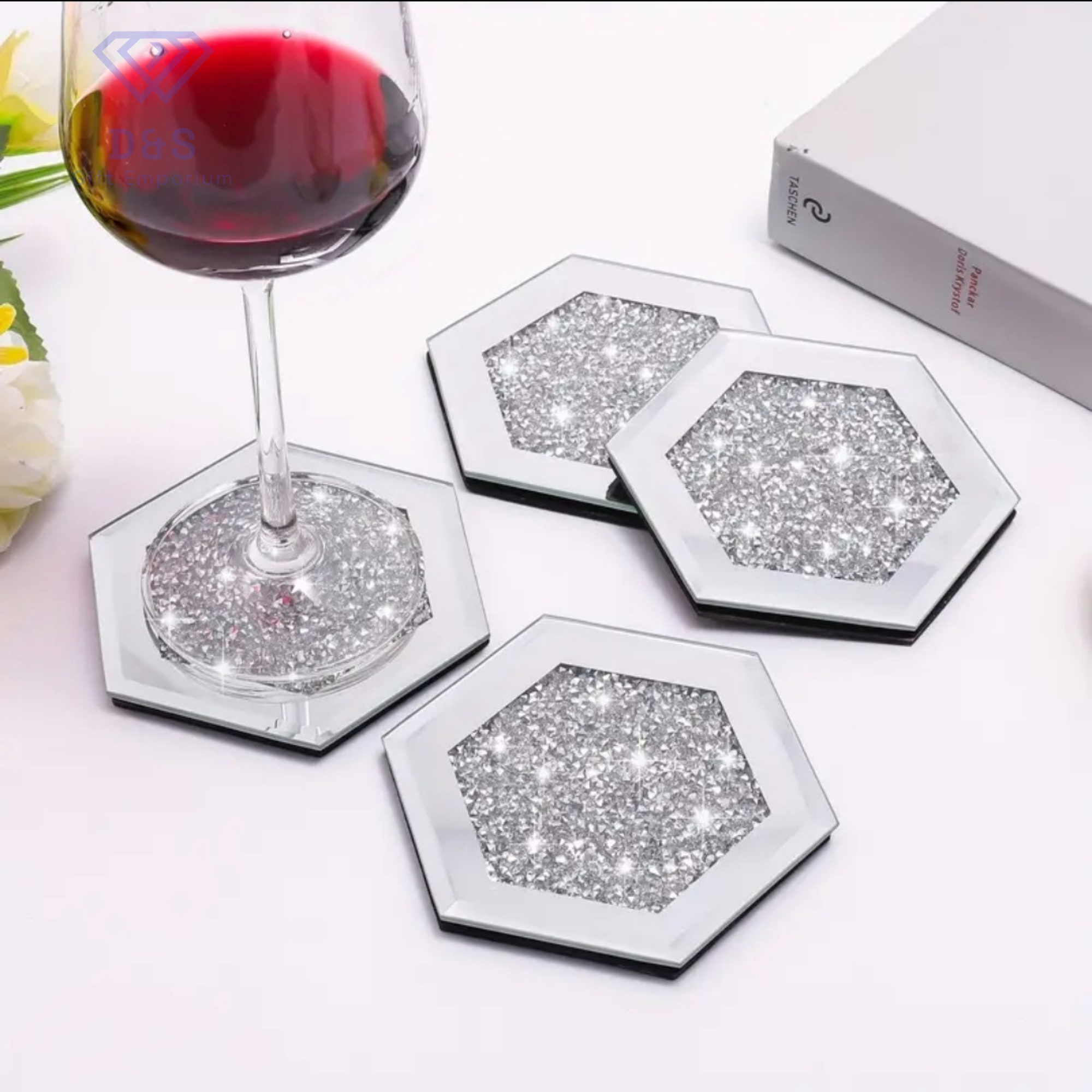 4pcs Crushed Diamond Coasters