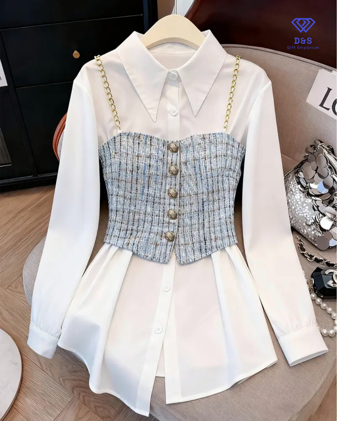 Woman's Shirt & Vest 2pcs Set